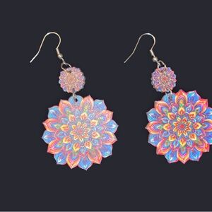 Datura Flower Retro Wooden Earrings